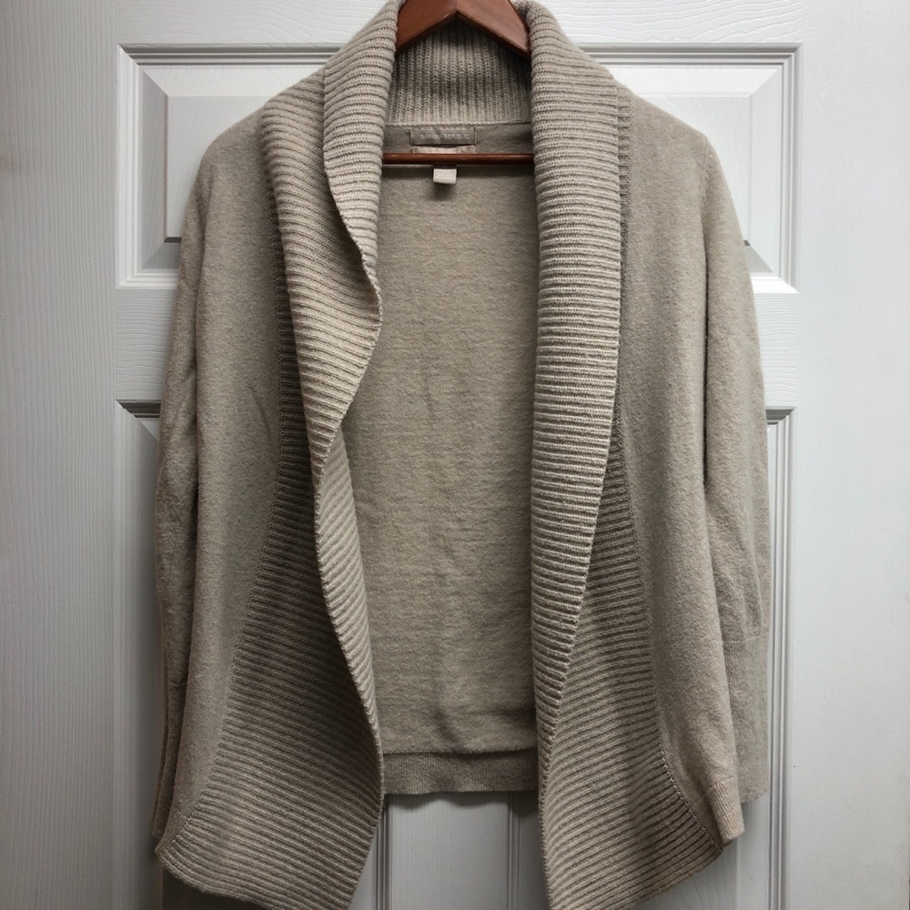 Banana Republic Cream Open-Front Shawl Collar Cardigan 8% Cashmere